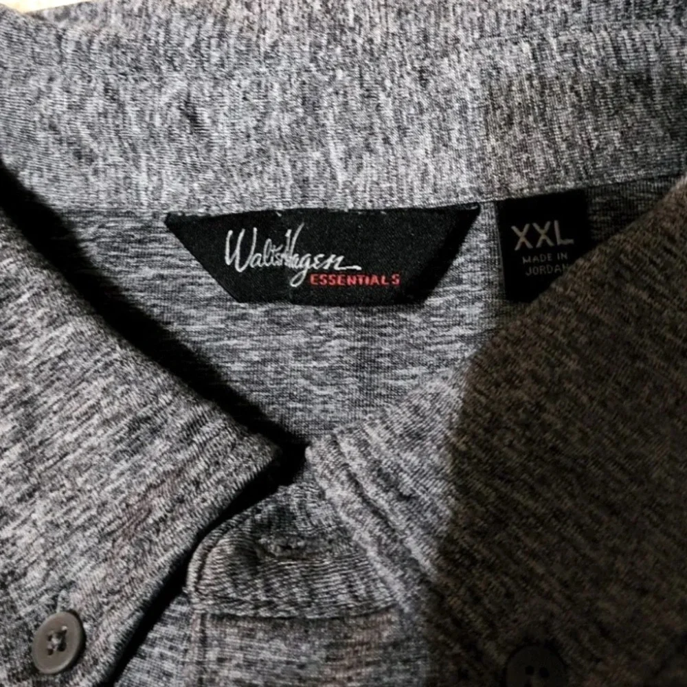 Walter Hagen Gray Heather Long Sleeve Golf Polo Performance Shirt XXL Big Tall